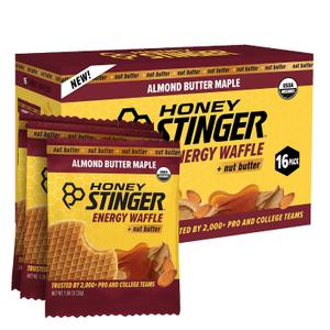 Honey Stinger Organic Almond Butter Maple Waffle, Energy Stroopwafel for Exercise, Endurance and Performance, Sports Nutrition for Home & Gym, Pre and Post Workout, 16.96 Ounce (Pack of 16) (EXP 05/20/27)