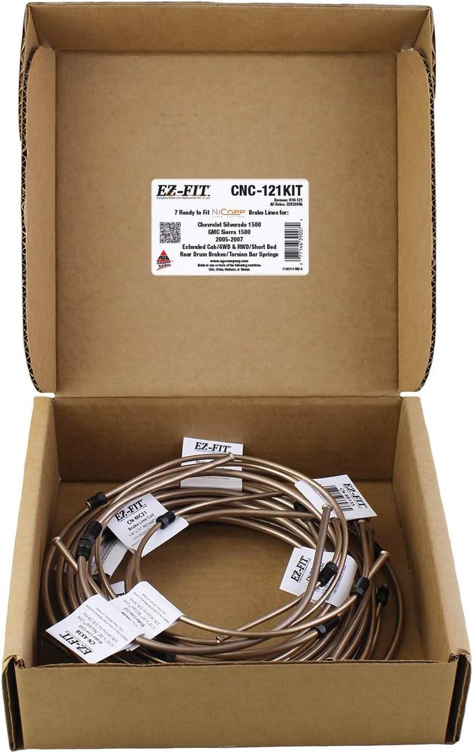 EZ-Fit NiCopp Complete Brake Line Kit, Silverado 1500 Sierra 1500 2005-2007 Ext/4WD RWD/Short