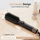 Hair Straightener Brush, FLYZEMAA Multifunctional Portable Ceramic Ion Steam Hair Straightener, Anti-Frizz Hair Care, 30s Rapid Heating with 7 Temperature Adjustment Modes and Anti-Scald Design Black