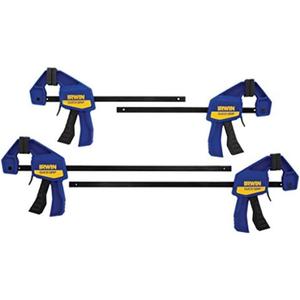 IRWIN QUICK-GRIP Bar Clamp, One-Handed, Mini, 6-Inch (2), 12-Inch (2), 4-Pack (1964748) Blue, Yellow (Large)