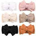 Niceye Handmade Baby Headbands Soft Stretchy Nylon Hair Bands with Bows for Newborn Infant Baby Toddler Girls- Pack of 6 (Pink)