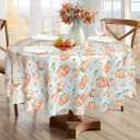 2 x Thanksgiving Round Tablecloth 60 Inch Pumpkin Daisy Table Cloth Waterproof Heat Resistant Reusable Autumn Decorations Table Cover for Holiday Kitchen Dinning Party Decor (Orange)