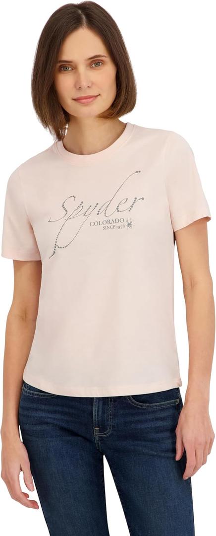Spyder Women's Sparkle Logo Graphic Short Sleeve Tee T-Shirt (L)