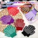 50 Pairs Kids Winter Gloves Kid Knit Magic Stretch Gloves with Grips Anti Skid Warm Glove Bulk for Kids Children Boys Girls, Assorted Colors, 6-12 Years