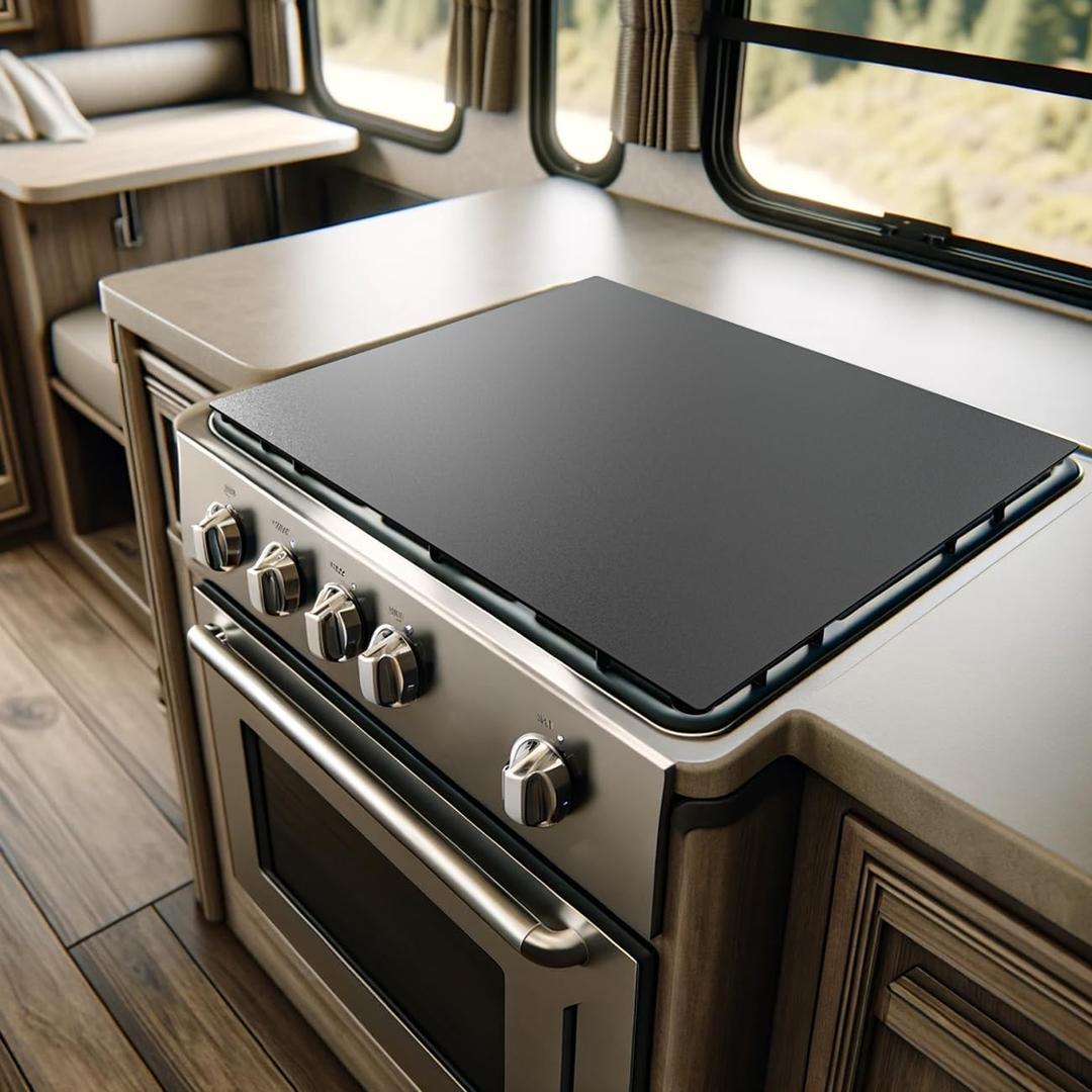 Aluminum RV Stove Top Cover - 19.6" x 17" Non-Slip Gas Burner Board, Enhances Storage & Organization, Essential for Camper Kitchen Accessories