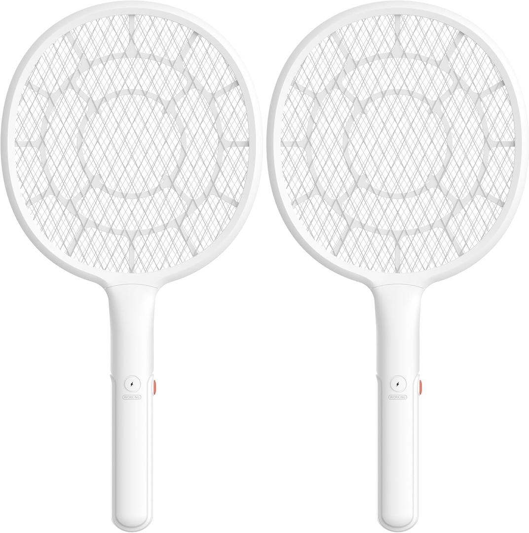 YsChois, Electric Fly Swatter 2 Packs- Bug Zapper Racket with Powerful Grid - Easy to Use, Lightweight - Indoor & Outdoor Use - Empirical Use Tips (Included) - AA Battery Required(Not Included)