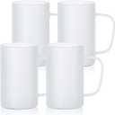 PYD Life Sublimation Glass Blanks Beer Mugs Frosted 18 OZ Coffee Tumblers Cups with Handle for Mug Tumbler Heat Press Printing UV DTF HTV DIY Projects , 4 Pack
