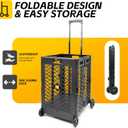 MaxWorks Foldable Rolling Utility Cart, Collapsible Hand Dolly with Telescoping Handle, 70 lbs Capacity, Lightweight Plastic Storage Crate, 16.5" x 15" x 39", No Assembly Needed