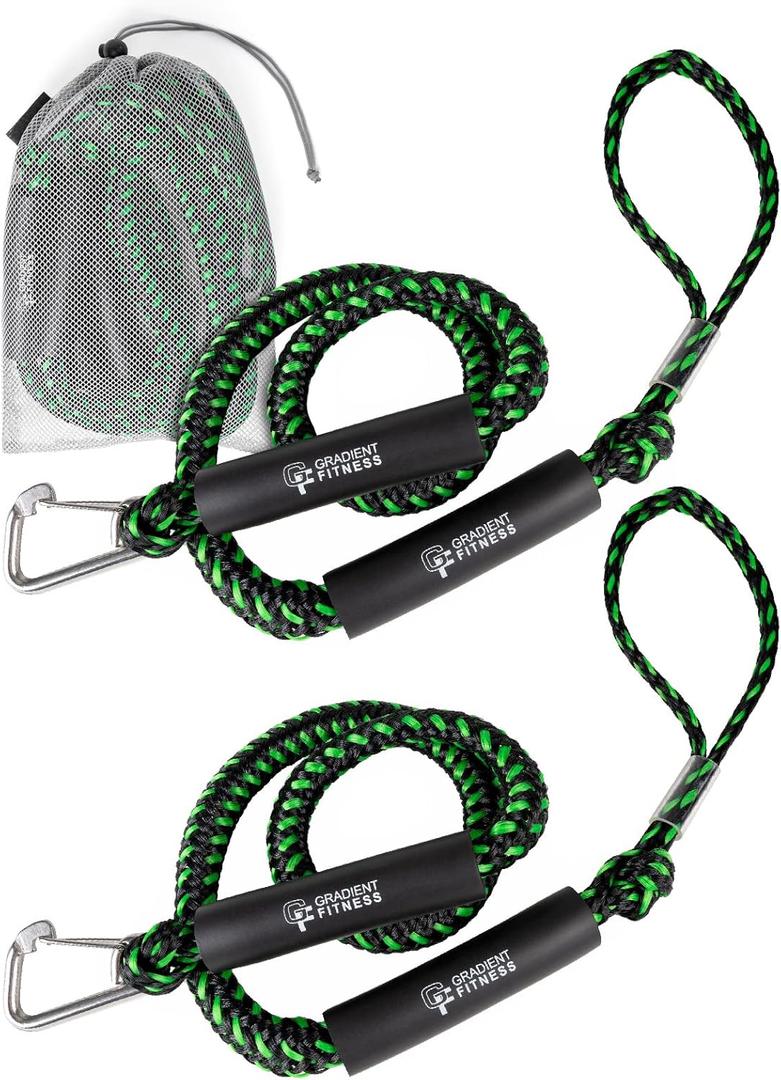 Gradient Fitness Bungee Dock Line | Marine Rope Boat Dock Lines Make Docking & Boarding Easy for Jetski, Kayak, Pontoon. Boat Accessories Stretch 4'-5.5'. Mooring Boat Rope Absorbs Shock