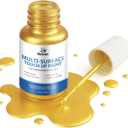 Liquid Gold Leaf Paint High Gloss Multi Surface Rich Gold Paint for Metal, Wood, Plastic, Canvas, Appliance, Furniture Scratch Repair & Art Handcrafts 30ml/1.5oz Fast Drying Acrylic Metallic Finish