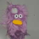 Purple Plush Phone Case for iPhone 15 Pro Max, Cute DIY Long Hair Funny Face Warm Furry Cases, 3D Cartoon Fuzzy Winter Protective Cover for Women Girls