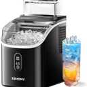 EUHOMY Ice Cube Maker Machine Countertop with External Water Tank, 34Lbs, 16Pcs Ready in 13 Mins, 2 Ways to Add Water, Auto-Cleaning, with Ice Scoop & Basket, for Home/Kitchen/Office/Bar (Black)