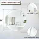 24 Inch Frameless Round Bathroom Mirror, Silver Beveled Edge Wall Mirror