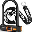 Bike Locks Heavy Duty Anti Theft,4 Digit Combination Ebike u Lock with Cut-Proof Security 4FT x 8mm Chain,Combo Large U Shape Lock for Motorcycle,Scooter,Bicycle,Electric,Moped