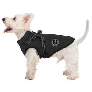 Dog Winter Coat, Warm Jacket Paded Fleece Vest with Built in Harness, Waterproof Windproof Reflective Cozy Adjustable Snow Pet Coat Clothes with Zipper for Dogs (Large, Black)