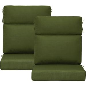 Outdoor High Back Chair Cushion, 2 Pack 44x21 inches Patio Chair Cushions Water Repellent Rocking Cushions Indoor Furniture Seat Pad, Deep Forest Green