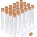 25Pcs Clear Plastic Test Tubes with Cork Stoppers, 15x100mm 10ml, Good Seal for Jewelry Seed Beads Powder Spice Liquid Storage, Lab Use or Decoration