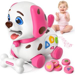 Puppy Toy for 1 Year Old Girl Gift, Musical Baby Toy 6-12-18 Month, First Birthday Gifts for 1 Year Old Girl Boy, Educational Infant Toys for 7 8 9 10-12 Month (Pink)