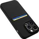 Karrint Designed for iPhone 14 Pro Case with Card Holder for Women Men Soft Liquid Silicone Cover [Microfiber Lining] Full Camera Protection Shockproof Slim for iPhone 14 Pro Case Wallet Black