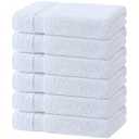 White Bath Towels 24x50 Inch, 6 Pack - Extra Absorbent Cotton Towel Set for Bathroom