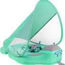 Mambobaby Float with Canopy Size Improved Non Inflatable Infant Baby Pool Float Smart Mambo Float Swim Trainer Baby Swim Float Mambo Baby Float Solid Air Free Water Waist Swimming Ring