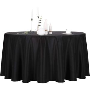 Ascoza 2pack 120 Inch Black Round Tablecloth in Polyester Fabric for Wedding/Banquet/Restaurant/Parties