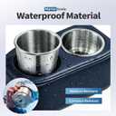 Pontoon Cup Holder, Stainless Steel Double Drink Holder with Side Pocket, Pontoon Boat Cup Holders for Boat Seat,RV,CarBlue