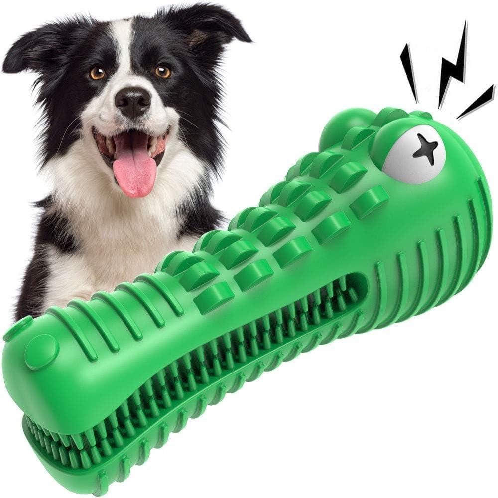 Dog Toys for Aggressive Chewers Large Medium Breed, Indestructible Dog Toothbrush Chew Toys, Squeaky Interactive Tough Extremely Durable, Dogs Toys to Keep Them Busy (green)