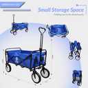 Elevon Heavy Duty Steel Frame Collapsible Folding 150 Pound Capacity Outdoor Camping Garden Utility Wagon Yard Cart, Blue