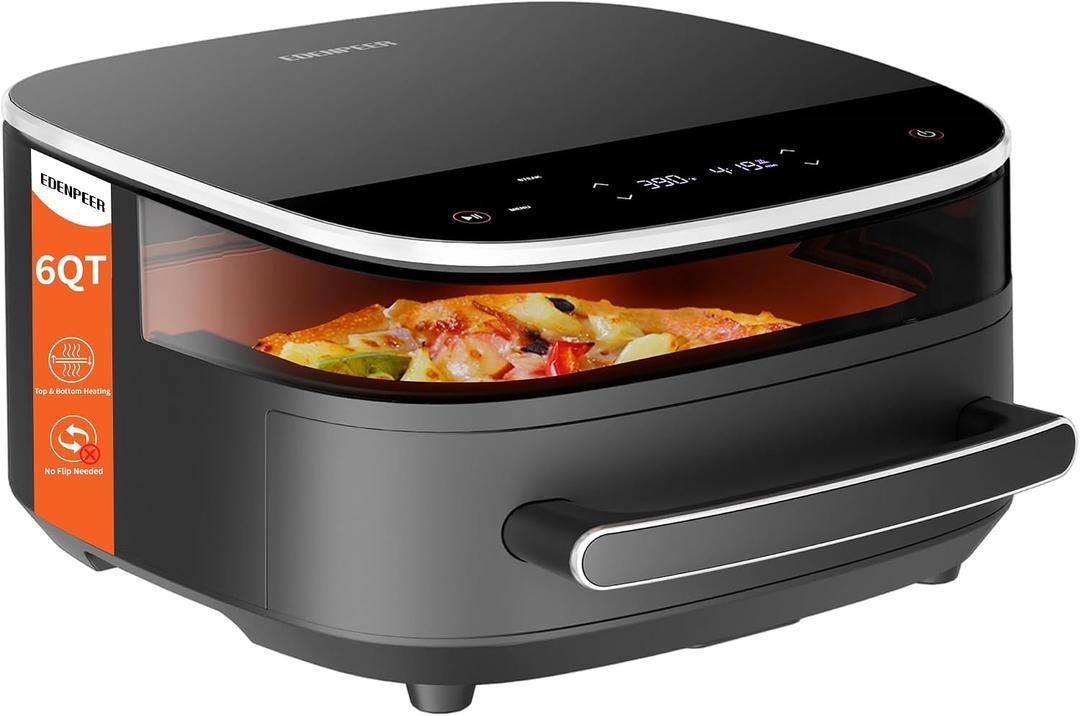 Large Air Fryer 6QT, 11-in-1 Fast Cooking Air Fryer with Top & Bottom Heating, No Flip Needed, Quiet 50dB, Family Size Digital Air Fryer for Healthy Meals, Fits a 12" Pizza or Steaks, 6 QT with Unique Design