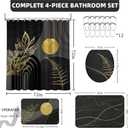 Black Gold Shower Curtain Sets with Rugs, Mid Century Modern Bathroom Decor