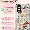 Lotadilo Cute Case for Samsung Galaxy S21 for Women Girls - Funny Design Compatible with Magsafe Magnetic Ring Holder Kickstand Art Retro Flower Fashion Pattern TPU Phone Covers