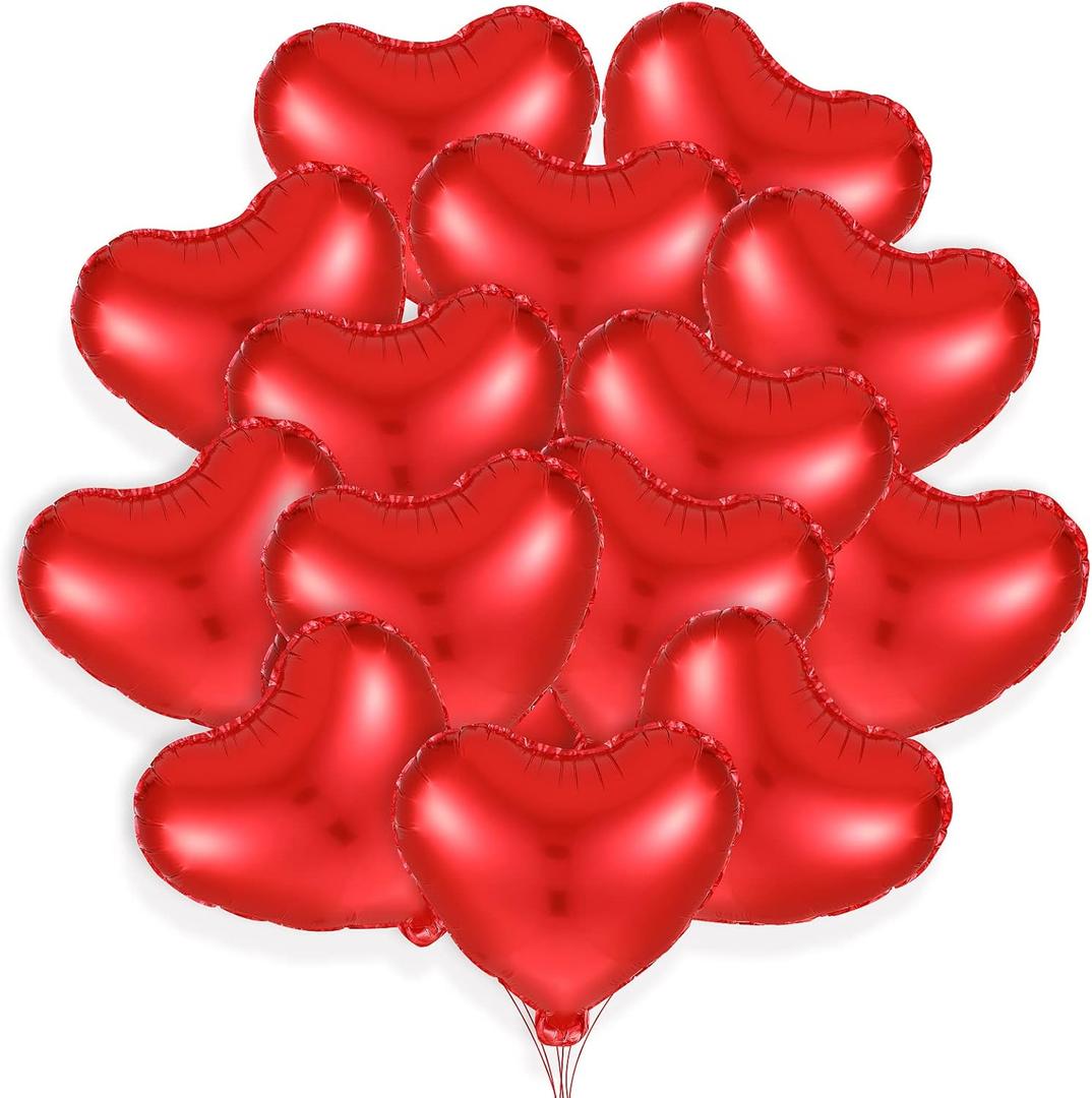 Civaner 50 Pcs Heart Shaped Balloons 10 Inch Foil Balloons Heart Party Decorations for Mother's Day Baby Shower Wedding Engagement Anniversary Special Night Party Supplies(Red)