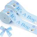 It's A Boy Ribbon for Baby Shower Decorations 1.5 Inch 10 Yards Baby Blue Wired Ribbon Blue Ribbons for Gift Wrapping DIY Craft Hair Bow Making Gender Reveal Party Diaper Cake Birthday Decor