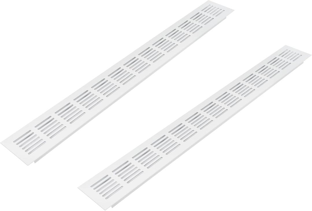 Vent Systems 19.69 x 2.36 Inch (Outer Size) Air Supply Ventilation Grille - Pack of 2 - White Aluminum Rectangle Intake/Exhaust Door Vent Deflector - HVAC for Home Improvement Floor, Wall Duct Cover