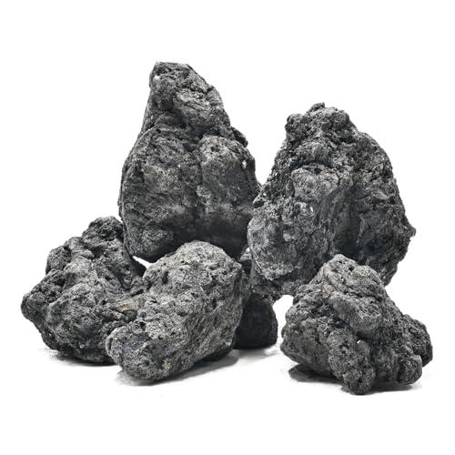 KINGRUI Black Lava Rock Natural Volcanic Stones 4"-7" Fish Tank Rocks for Aquariums,Shrimp,Betta,Aquascaping, Bonsai Substrate,Terrariums & Garden Landscape Rock-8lb 5pcs