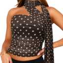 FEMLE Womens Y2K Halter Top Sexy Scarf Tube Tops Concert Outfits