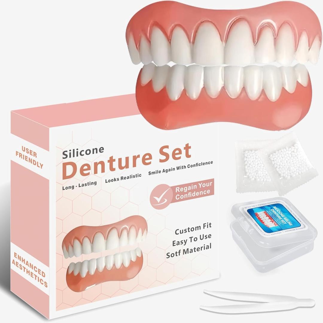 Dentures for Women and Men, Silicone Dentures Upper and Lower, Fix Your Smile at Home Within Minutes, Natural Shade False Teeth & Veneers-112