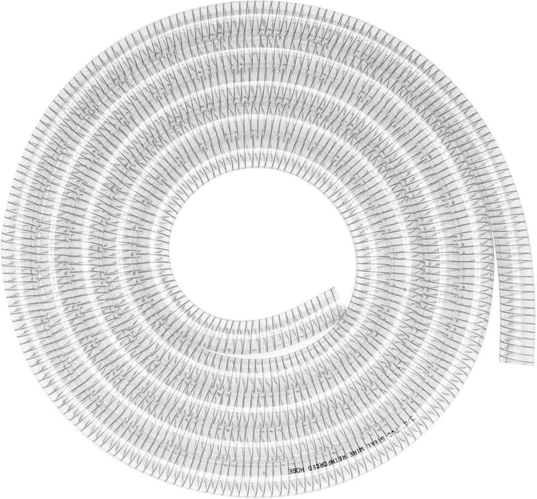 Suction Hose 3/4"ID x 5ft Reinforced Tubing PVC Clear Wire Vinyl Tubing,Heavy Duty Spiral Steel Flexible Hose,Dust Collection Boat Marine Pump, Drain