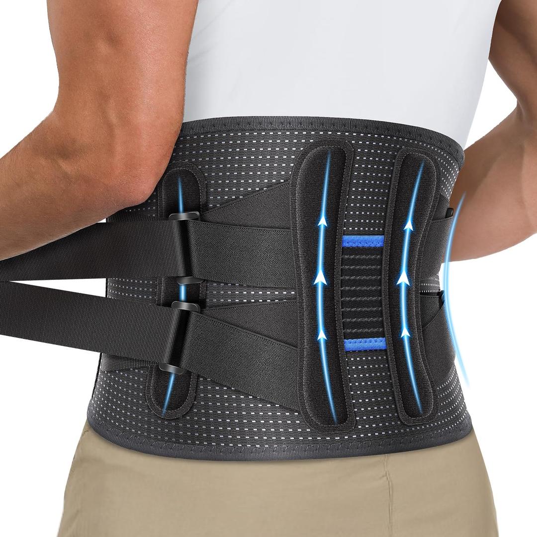 Fit Geno Back Brace for Lower Back Pain Relief - Lumbar Support for Men & Women, Supportive Breathable and Adjustable Weight Lifting Belt for Herniated Discs, Heavy Lifting - L/XL