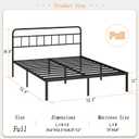 Kujielan 12 inches Full Size Bed Frame with Minimalist headboard,Metal Platform Base with Strong Metal Slats,Mattress Foundation for Under Bed Storage,Easy Assembly,Black
