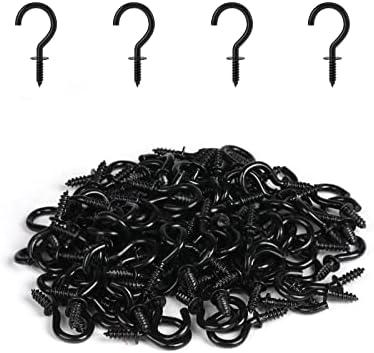 RELBRO Small Screw Hooks, 1/2 Inch Mini Metal Twist in Hooks, Black, 100 Pcs