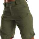 AUTIWITUA Men's Waterproof Tactical Shorts Outdoor Lightweight Quick Dry Breathable Hiking Fishing Cargo Shorts (Green, L)
