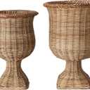Creative Co-Op 2-Piece Woven Rattan Urn Set, Natural Finish, 13.5" x 18.5" & 11.5" x 16.5"