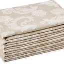Encasa XO Beige Cloth Napkins Set of 6, 18x18 in | Floral Jacquard Homespun Cotton Dinner Napkins | Washable & Reusable Wedding Napkins for Holiday Dining, Parties, & Everyday Table Dcor