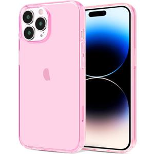 JJGoo Compatible with iPhone 14 Pro Max Case Clear, Soft Shockproof Protective Slim Thin Bumper Cover Transparent Phone Cases Translucent Pink