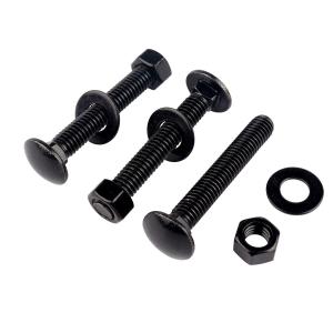 6 Sets 3/8-16 x 2 Carriage Bolts Screws Round Head Square Neck and Hex Nuts, Flat Washers 304 Stainless Steel 18-8 Full Thread, Black