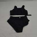 Tempt Me Women Two Piece High Waisted Bikini Set Sporty Swimsuits Bathing Suit with Bottom for Teen Girls (Small, Black)