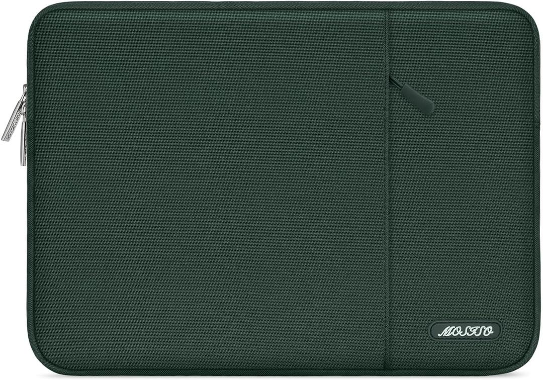 MOSISO Laptop Case 13.3 inch, 13-13.3 inch Laptop Sleeve Compatible with MacBook Air/ Pro 13/ Pro 14 M5 M4 M3 M2 M1, HP Dell ASUS Lenovo, Polyester Vertical Computer Sleeve Bag with Pocket, Midnight Green