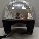 Disco Ball Helmet with Retractable Visor Silver Glitter Mirror Glass Disco Ball Hat Helmet for Women Men DJ Club Stage Bar Party Wedding